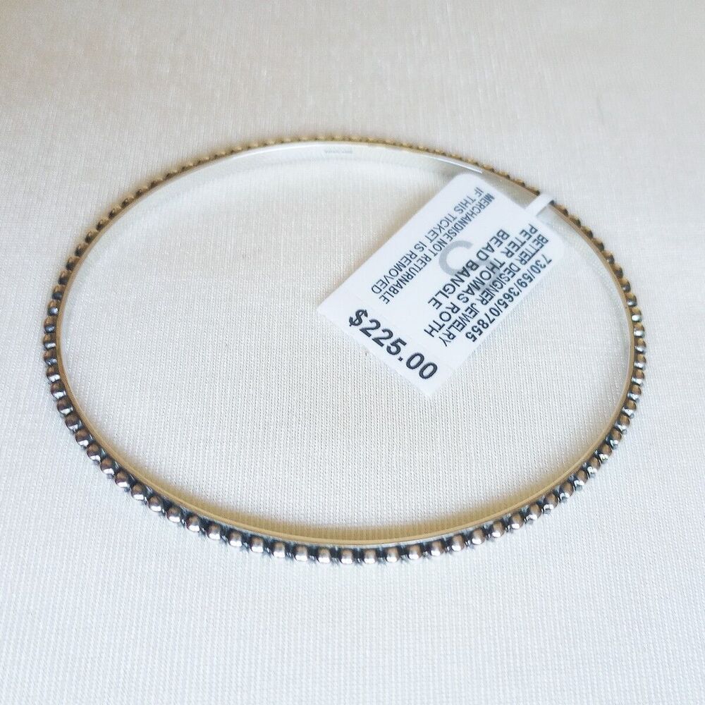 NWT $225 Sterling Silver Beaded Bangle Bracelet Medium Peter Thomas Roth - Picture 2 of 5